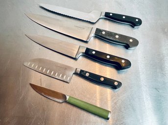 Five Quality Kitchen Knives Including: J.A. Henckels, Calphalon & Beverly's Material