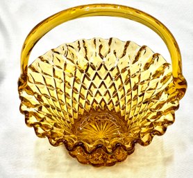 Vintage Fenton Amber Glass Basket.