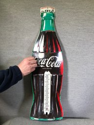 Vintage 1950s Tin Coca Cola Thermometer - Glass Was Replaced - Seems To Be Accurate - Great Condition !