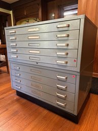 Grey Steel 9 Drawers Of Flat Files (2 Sections And A Base)