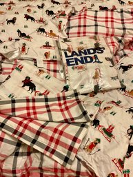 Lands End Dog And Cat Reversible Full/queen Size Comforter And Sheets