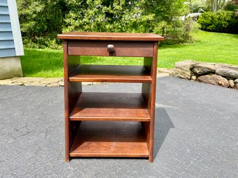 Solid Wood Side Table With Three Open Shelves & Single Drawer