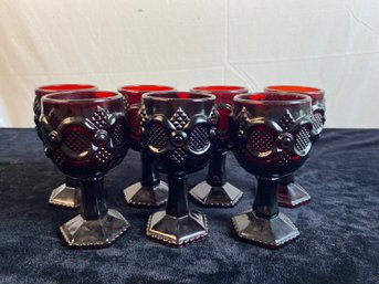 Avon Cape Cod Collection Ruby Red Cordial Glasses