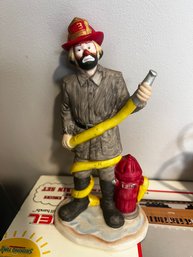 Vintage 1987 Emmett Kelly Jr. Clown Fireman Figurine - Flambro