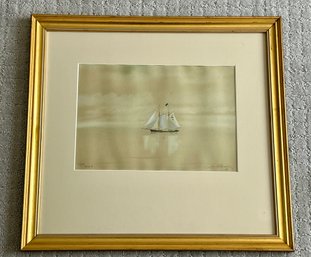Louis K Harlow (American 1850-1913) Signed, Dated And Titled  Watercolor Of Sailboat Entitled  'What Took It'