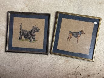 TWO NEEDLEPOINTS OF DOGS