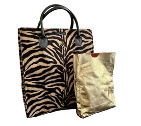 Kate Spade Animal Print Tote With Metallic Catchall Pouch