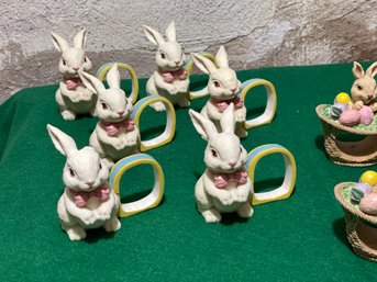 Vtg 6 Bunny Napkin Rings