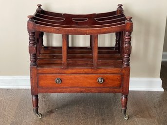 Vintage Regency Style Canterbury Magazine Rack With Drawer