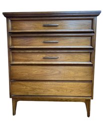 Midcentury Tall Five Drawer Dresser By Dixie