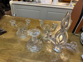 James Le Chatel Couble Candleholder From France And Pair Of Double Candleholders And Single Taper Holder