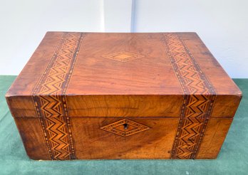 Antique English Inlaid Wood Writing Box