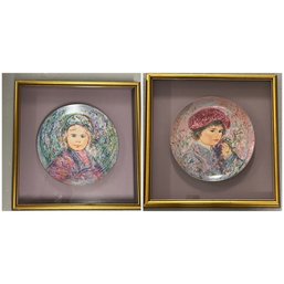 Xxx Pair Of Framed Edna Hibel Porcelain Plates
