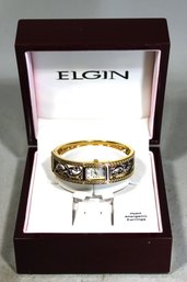 Gold Tone Elgin Bangle Bracelet Wristwatch In Original Box