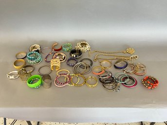 Large Lot Of Costume Jewelry Bangle Bracelets And More