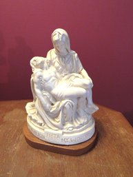 La Pieta Michelangelo Plastic Sculpture On Wood Base