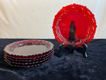 Avon Cape Cod Collection Ruby Red 7' Plates