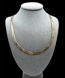 Vintage Italian Sterling Silver Herringbone Necklace