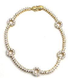 Beautiful Sterling Silver Vermeil With Clear Stones Bracelet