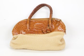 Paola Italian Embossed Croc And Woven Bag