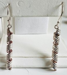 STERLING SILVER TWIST DANGLE EARRINGS