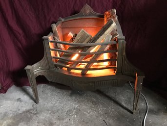 Antique Fireplace Insert Electrified With Real Looking Flames From Bulbs