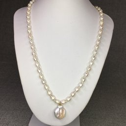 Fantastic Genuine Cultured  Beehive Pearl Necklace With Coin Pearl Pendant - Very Unusual Piece - Brand New