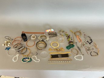 Lot Of Costume Jewelry Bangle Bracelets And More