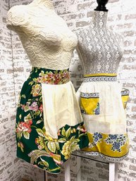 Pairing Of Vintage Aprons W/ Sheer Gauzy Front Panel