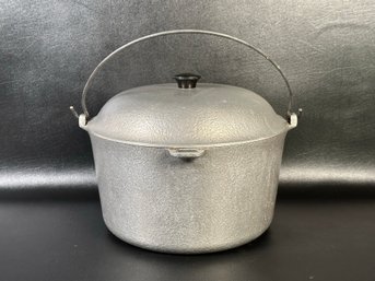 A Large Vintage Hammered Aluminum Stock Pot, 10-quart Capacity