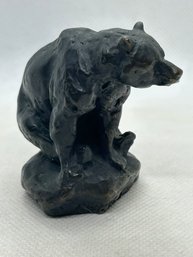 Vintage PHILIP W GOODWIN Solid Bronze Sculpture Of A Seated Bear