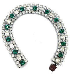 Vintage Rhinestone With Emerald Green Color Stones Bracelet