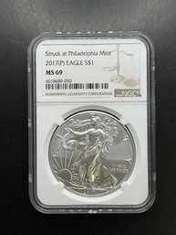 2017-P NGC Graded MS69 Silver American Eagle Dollar