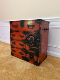 A Japanese Red Lacquer Tansu Chest