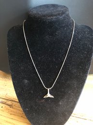 Sterling Silver Whales Tale On 16' SS Necklace