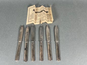 Six Antique Thomas Manuf Company Silver Plated Fruit Knives