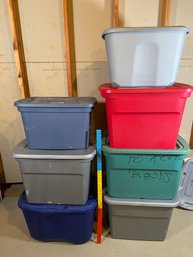 7 Assorted Sizes & Colorful Storage Bins Totes With Lids See Photos For Sizes