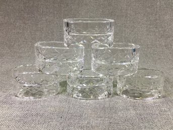 Lot (1 Of 2) - Rare Set Of Six (6) Vintage WATERFORD Crystal Napkin Rings - We Have Two Sets Sold Separately