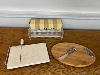 Two Cheese Boards & A Crystal Cracker Dish