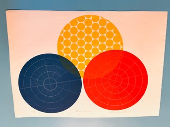 'Three Circles'  Lithograph By Lola Breidbart Signed And Numbered