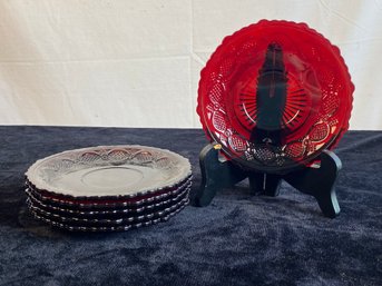 Avon Cape Cod Collection Ruby Red 5.5' Plates