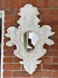 White Plaster Framed Wood-backed Mirror