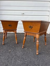 Maple Dough Box / Flip Top End Table - Lot Of Two