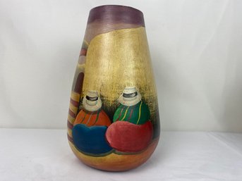 Signed Peruvian Vintage Hand-painted Vase