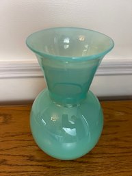 Hand Blown Blue-Green Glass Vase