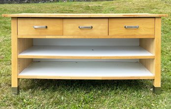 A Modern Maple Butcher Block Top Kitchen Island