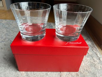 Pristine BACCARAT FRANCE CRYSTAL TUMBLERS- Signed And Unused With Box- Orig. $425-
