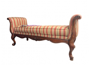 Wood Striped Upholstered Bench