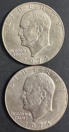 Lot Of 2 Eisenhower Dollars 1974, 1974-D