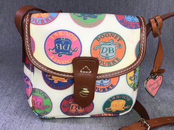 Rare DOONEY & BOURKE Multi Color Circle Logo Mini Purse With Pink Enamel D&B Charm - Very Hard To Find !